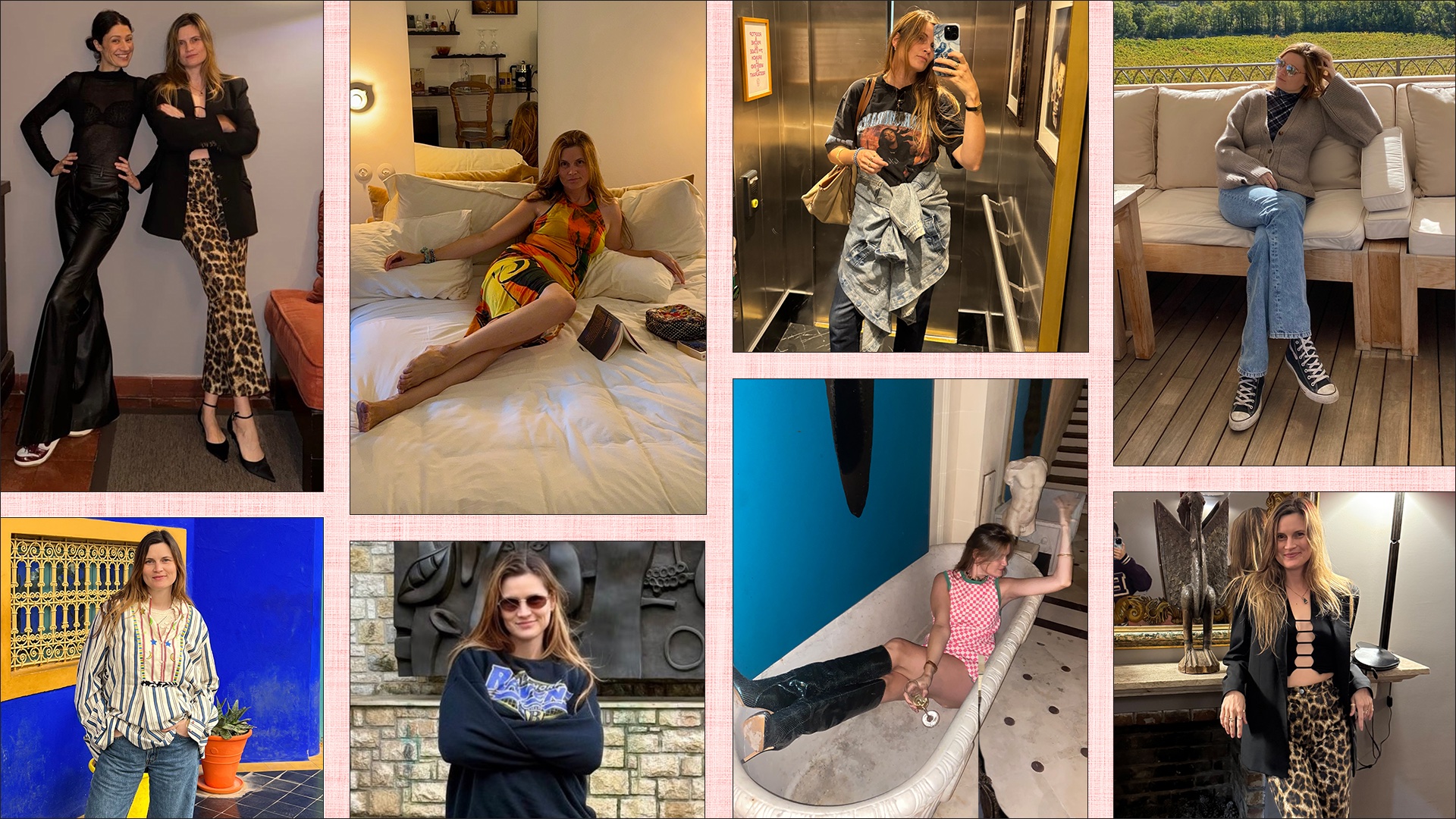 collage of French editor and writer Eugenie Trochu wearing horoscope-inspired outfit ideas