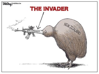 Editorial Cartoon World New Zealand white supremacist attack invader