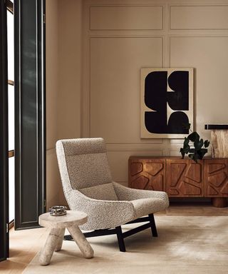 Boucle chair in living room