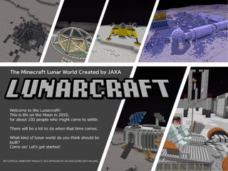 advertisement for the new game Lunarcraft, showing six stills from gameplay along with a text description.