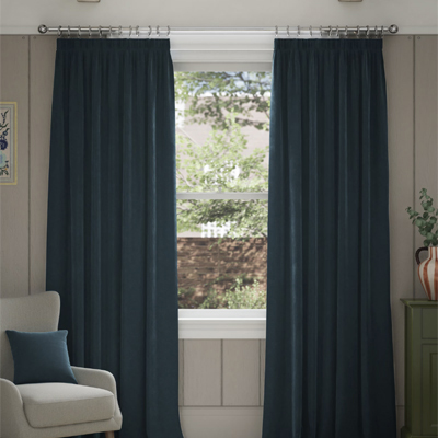 blue full length velvet curtains