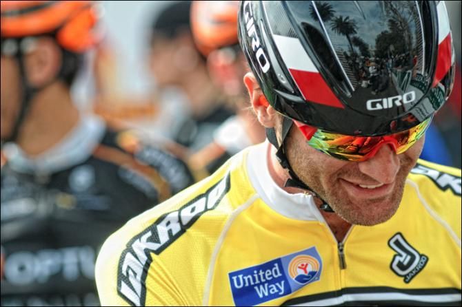 Phil was all smiles in yellow at todays start