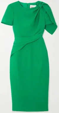 Bow-detailed draped wool and silk-blend crepe midi dress, $1,150 (£879) | Roland Mouret