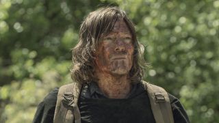muddy and bloody daryl on the walking dead