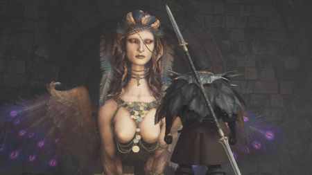 Dragon's Dogma 2 Sphinx Riddles Arisen looking at Sphinx
