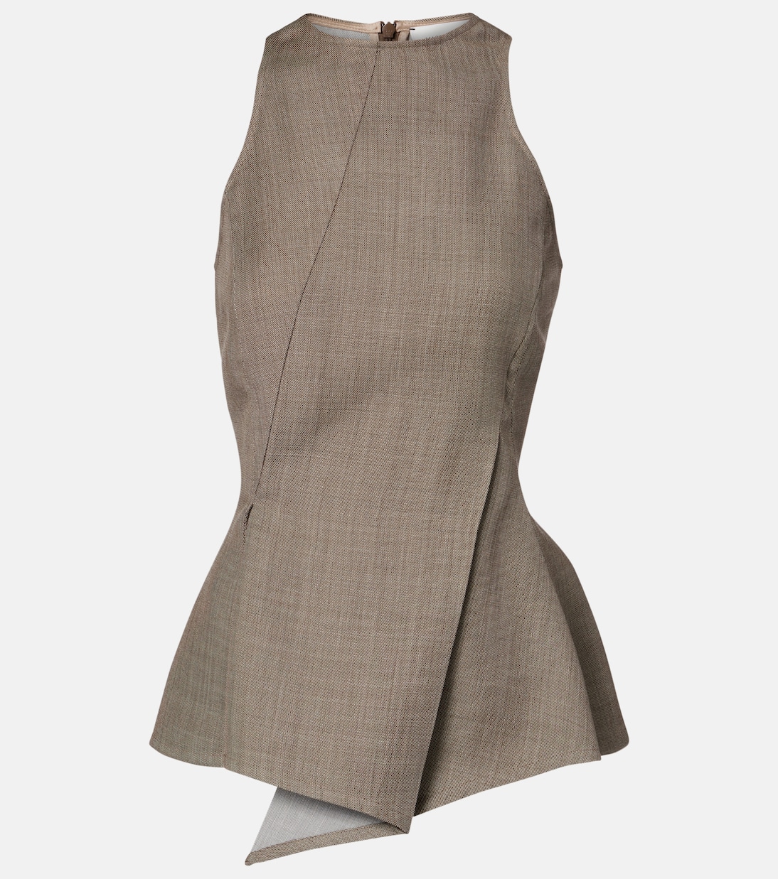 Asymmetric Peplum Wool Top in Beige - Magda Butrym