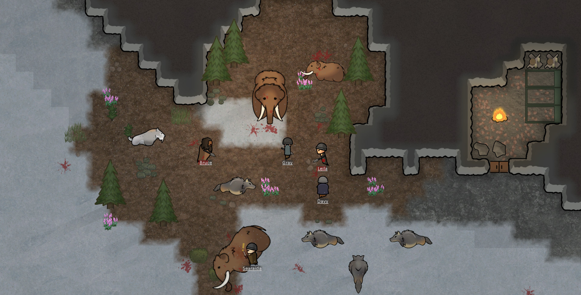 Prehistoric animals in Rimworld.