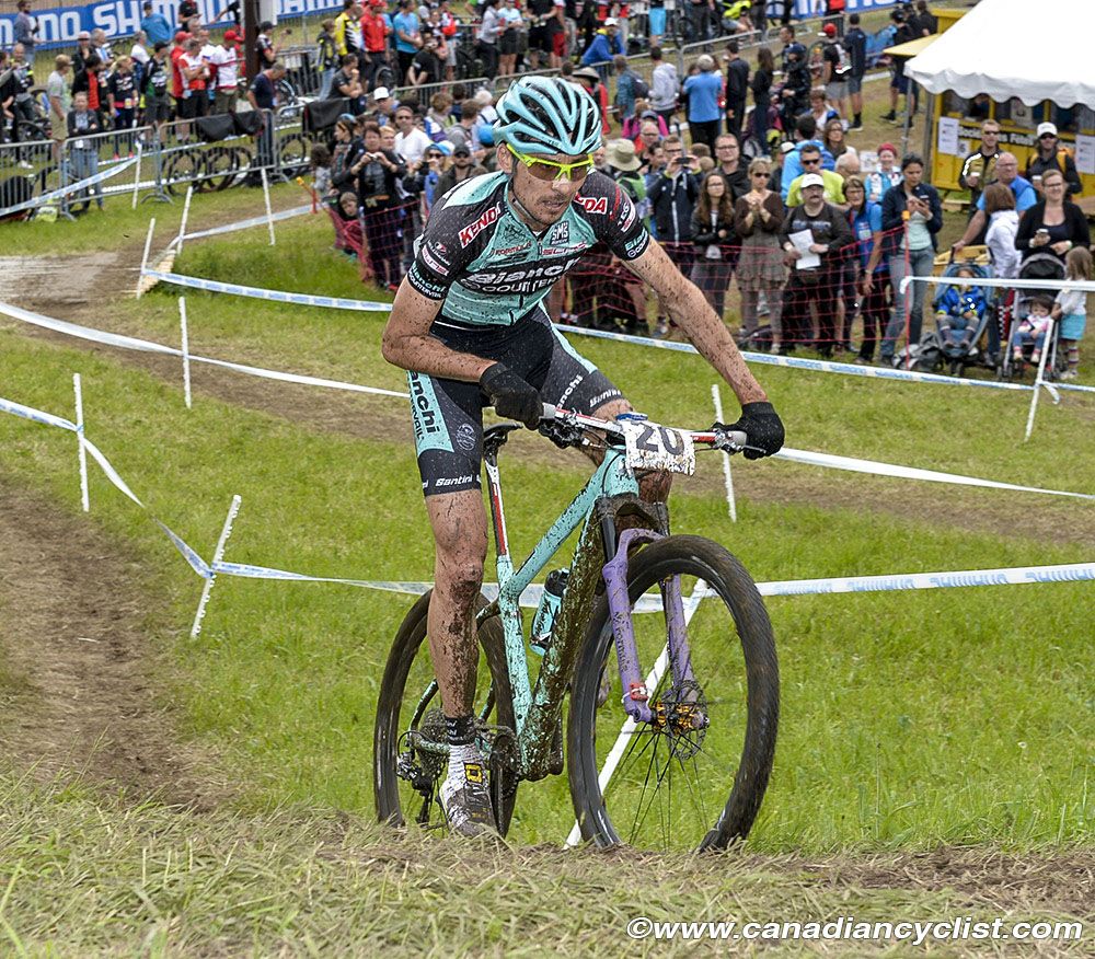 Stephane Tempier (Bianchi Countervail) was sitting 2nd before a flat