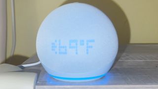 Echo Dot with clock shows temperature