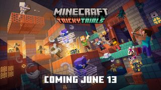 Image of the Minecraft 1.21 'Tricky Trials' update release date announcement.
