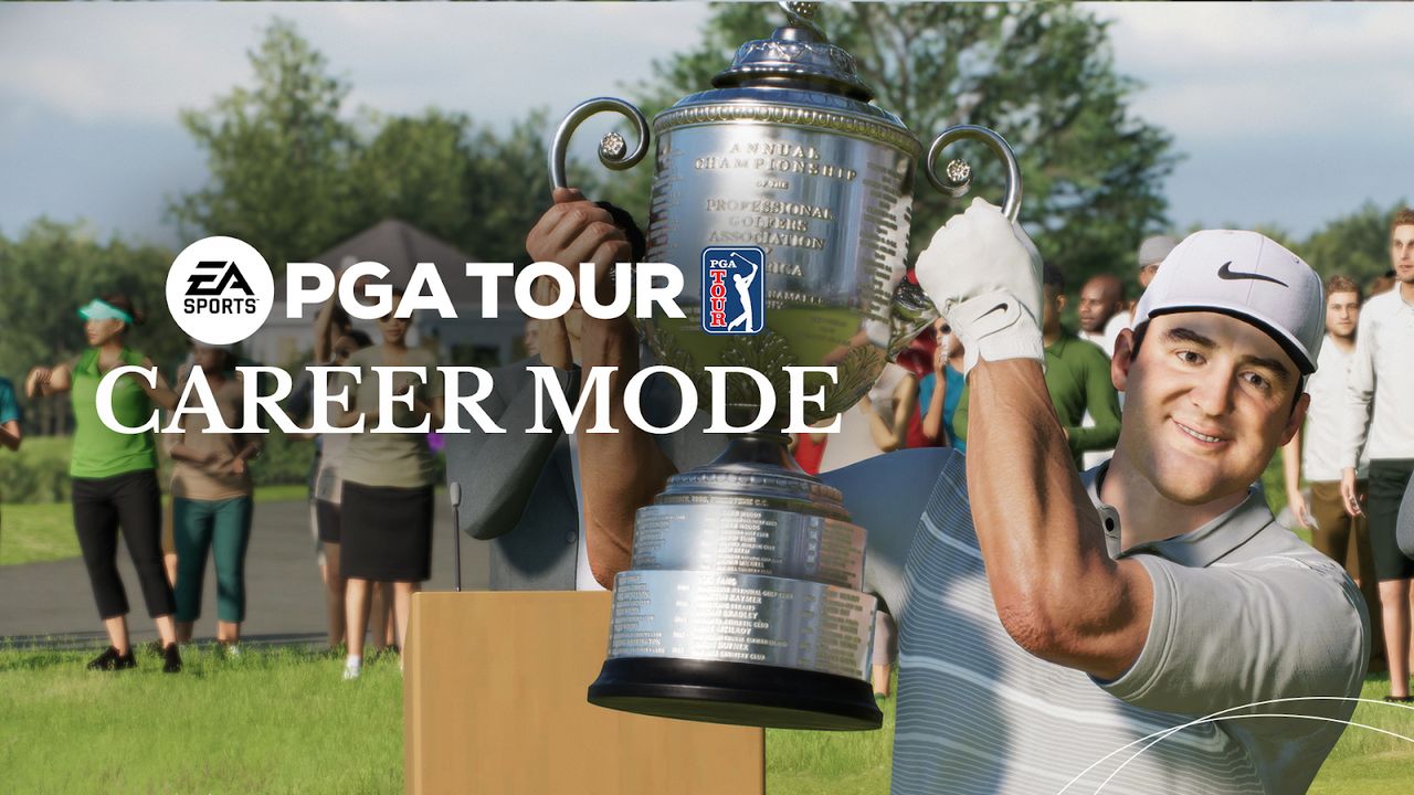 A promotional graphic for EA Sports PGA Tour&#039;s Career Mode