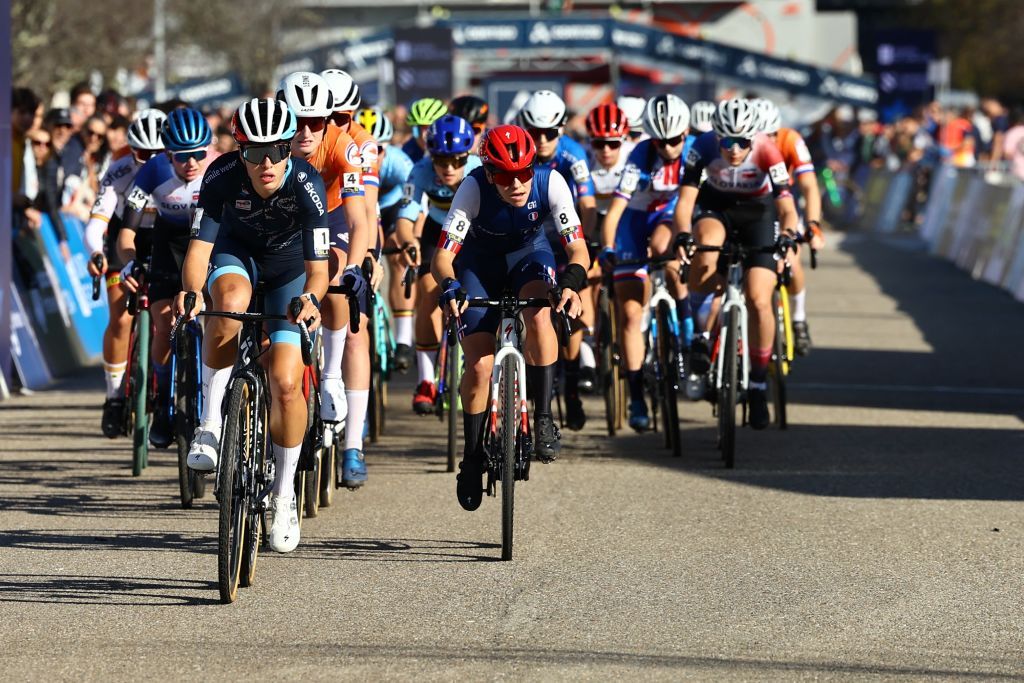 riders during under-23 women's race at 2024 european cyclocross championships
