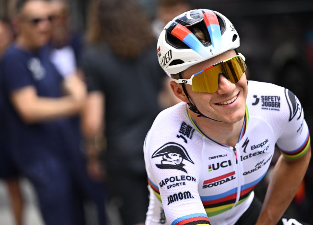 Belgian Remco Evenepoel of Soudal QuickStep pictured at the start of stage six of the 2023 Giro DItalia cycling race from and to Napoli 162 km in Italy Thursday 11 May 2023 The 2023 Giro takes place from 06 to 28 May 2023BELGA PHOTO JASPER JACOBS Photo by JASPER JACOBS BELGA MAG Belga via AFP Photo by JASPER JACOBSBELGA MAGAFP via Getty Images
