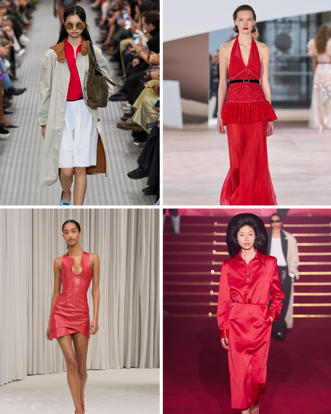 An image of the red summer colour trend, as seen on the runways at Miu Miu, Chanel, Ferragamo and Willy Chavarria.