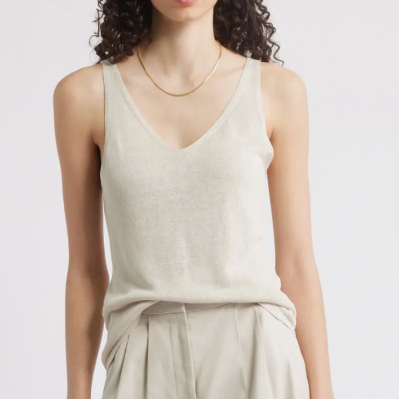 beige tank top