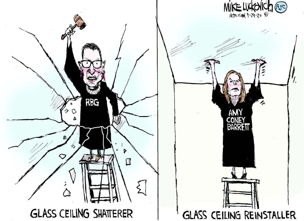 Editorial Cartoon U.S. Ginsburg Barrett SCOTUS equality