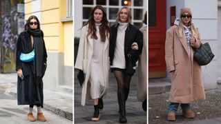 A composite of street style influencers wearing the warmest winter boots