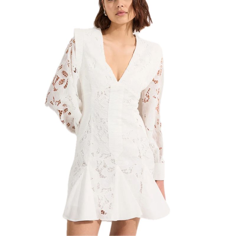 Karen Millen, Cutwork Broderie Drama Sleeve Woven Mini Dress