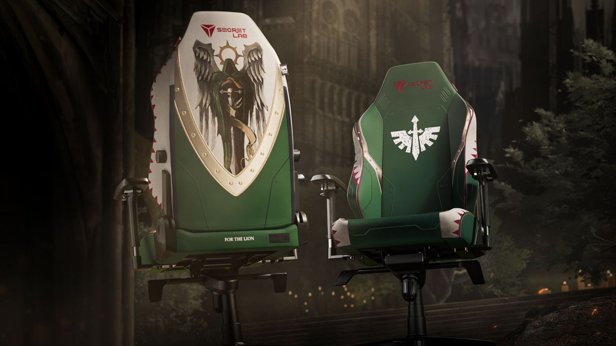 Secretlab Titan Evo Warhammer 40,000 Dark Angels Edition gaming chair.