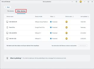 Defender app other devices overview