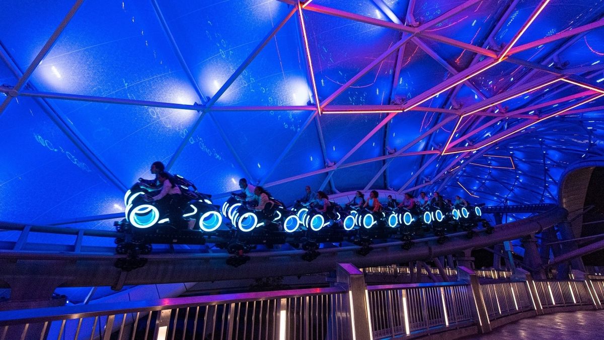 Riuders on Tron: Light Cycle Run at Magic Kingdom