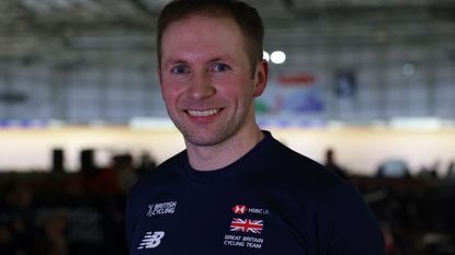 Jason Kenny as GB sprint coach in the velodrome