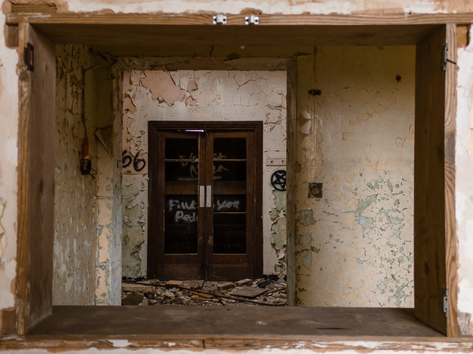 Photo of the interior of a derelict building taken with the DJI Mini 4 Pro