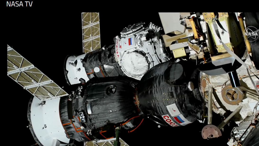 The new Russian Prichal Module docked at the International Space Station.