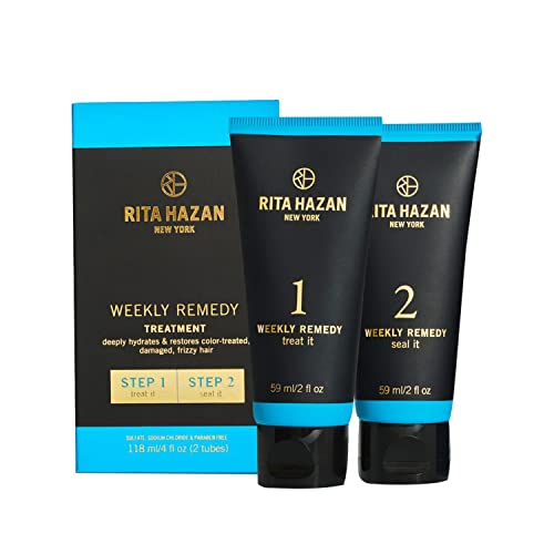 Rita Hazan Two Step Weekly Remedy Cream Kit - Deeply Hydrating &amp;amp; Restorative for Color Treated Hair - Hair Cream for Frizzy Hair - Hair Treatment for Dry Damaged Hair