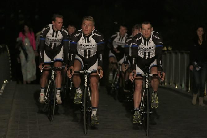 Marcel Kittel and his Giant-Shimano team roll in on their bikes