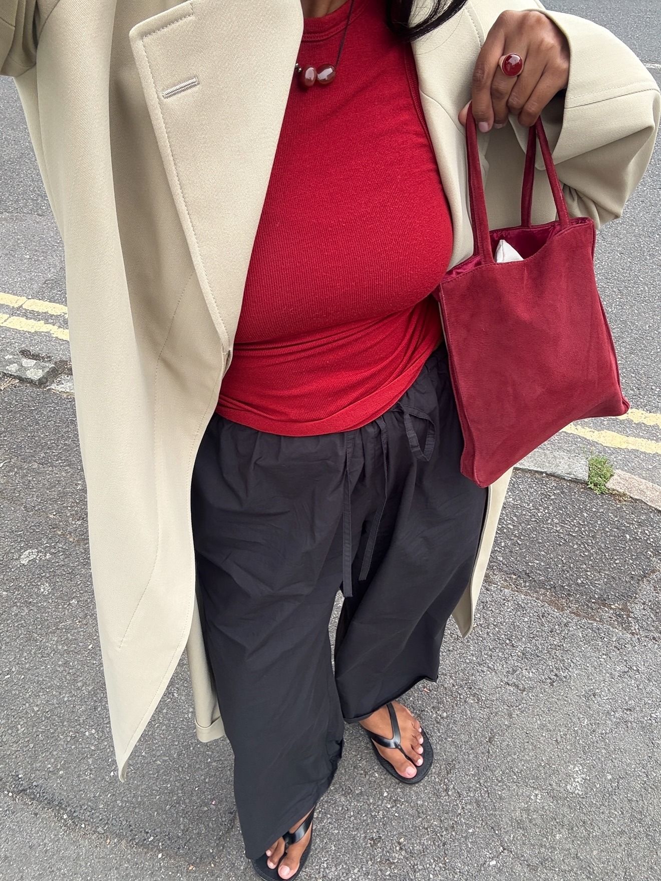 Monikh wears red
