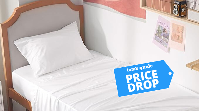 Bedsure cooling twin XL sheet set on a dorm room bed 