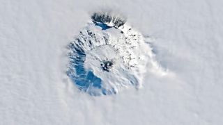 aerial view of a volcano