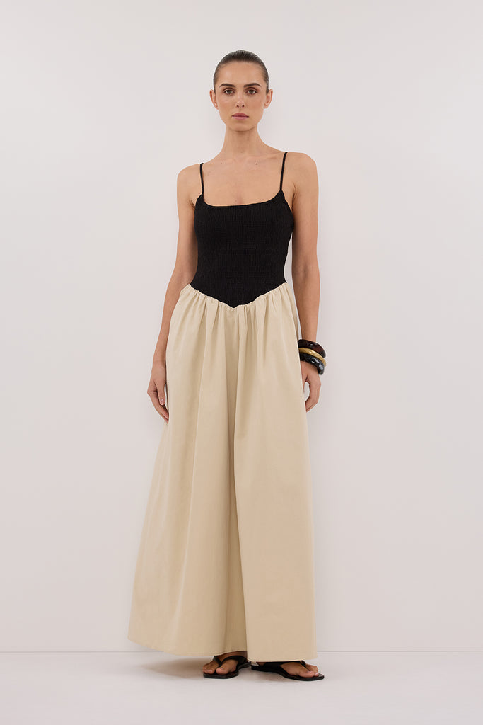 Milano Black and Stone Midi Dress