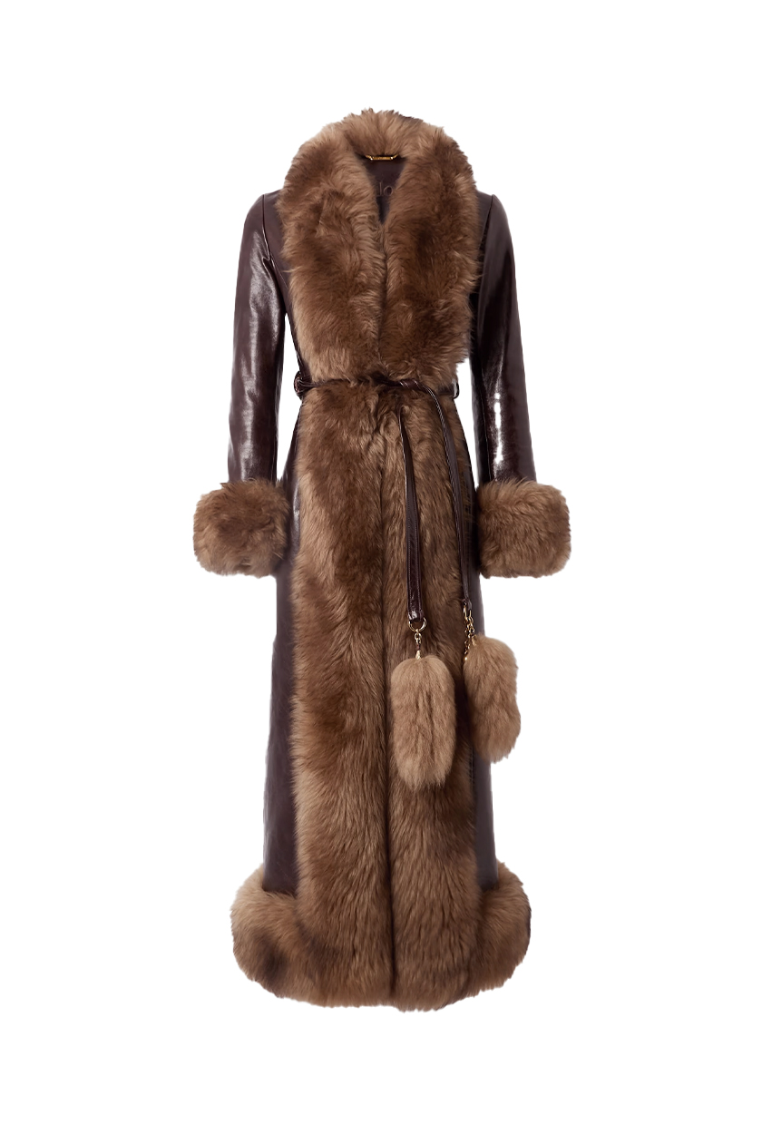 CHLO&amp;Eacute;, Fleece-Trimmed Leather Coat