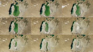 Aral Sea losing water from 2000 to 2014.