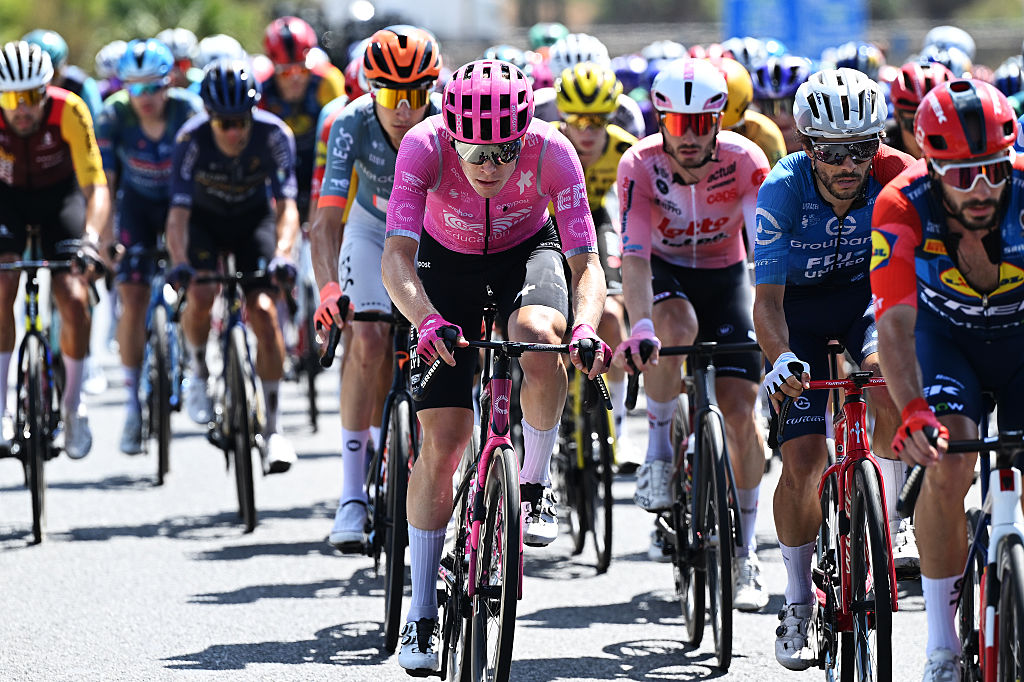 ESTEPONA&amp;#8203;, SPAIN - SEPTEMBER 11: (L-R) Georg Steinhauser of Germany and Team EF Education - EasyPost and Guillaume Martin of France and Team Groupama - FDJ United compete during the La Vuelta - 81st Tour of Spain 2026, Stage 19 a 210.8km stage from Velez-Malaga to Penas Blancas. Estepona 1274m / #UCIWT / on September 11, 2026 in Estepona, Spain. (Photo by Tim de Waele/Getty Images)