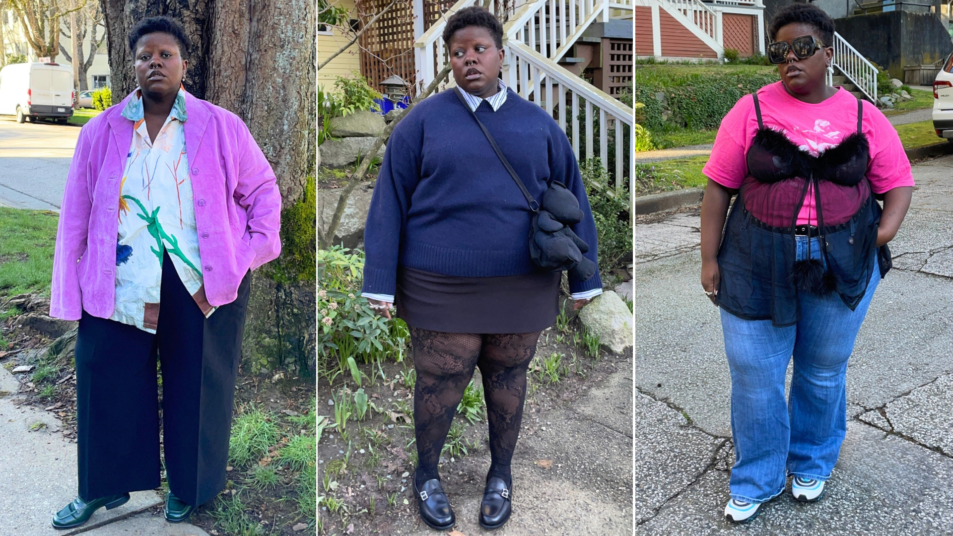 Collage of Lydia Okello's retro trend looks