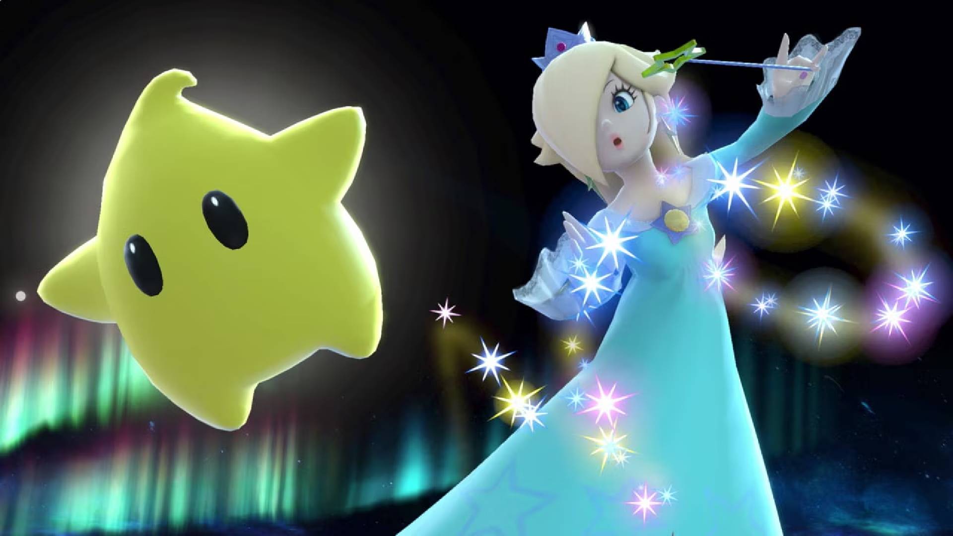 A screenshot of Rosalina and Luma in Super Smash Bros. Ultimate.