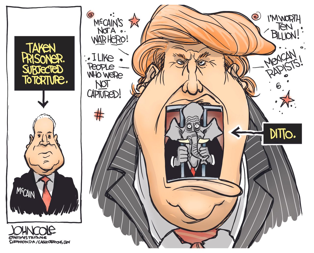 Political cartoon U.S. Donald Trump GOP