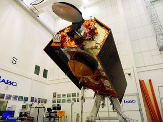 One of the two satellites for the Sentinel-6/Jason-CS Earth observation satellite, designed to map the planet's rising oceans, is seen during preparations for a November 2020 launch.