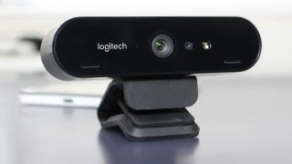 Logitech Brio 4K webcam on a desk