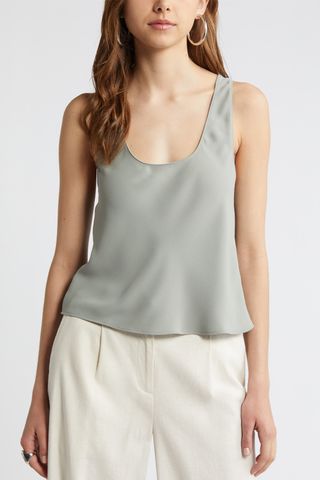 Scoop Neck Woven Tank