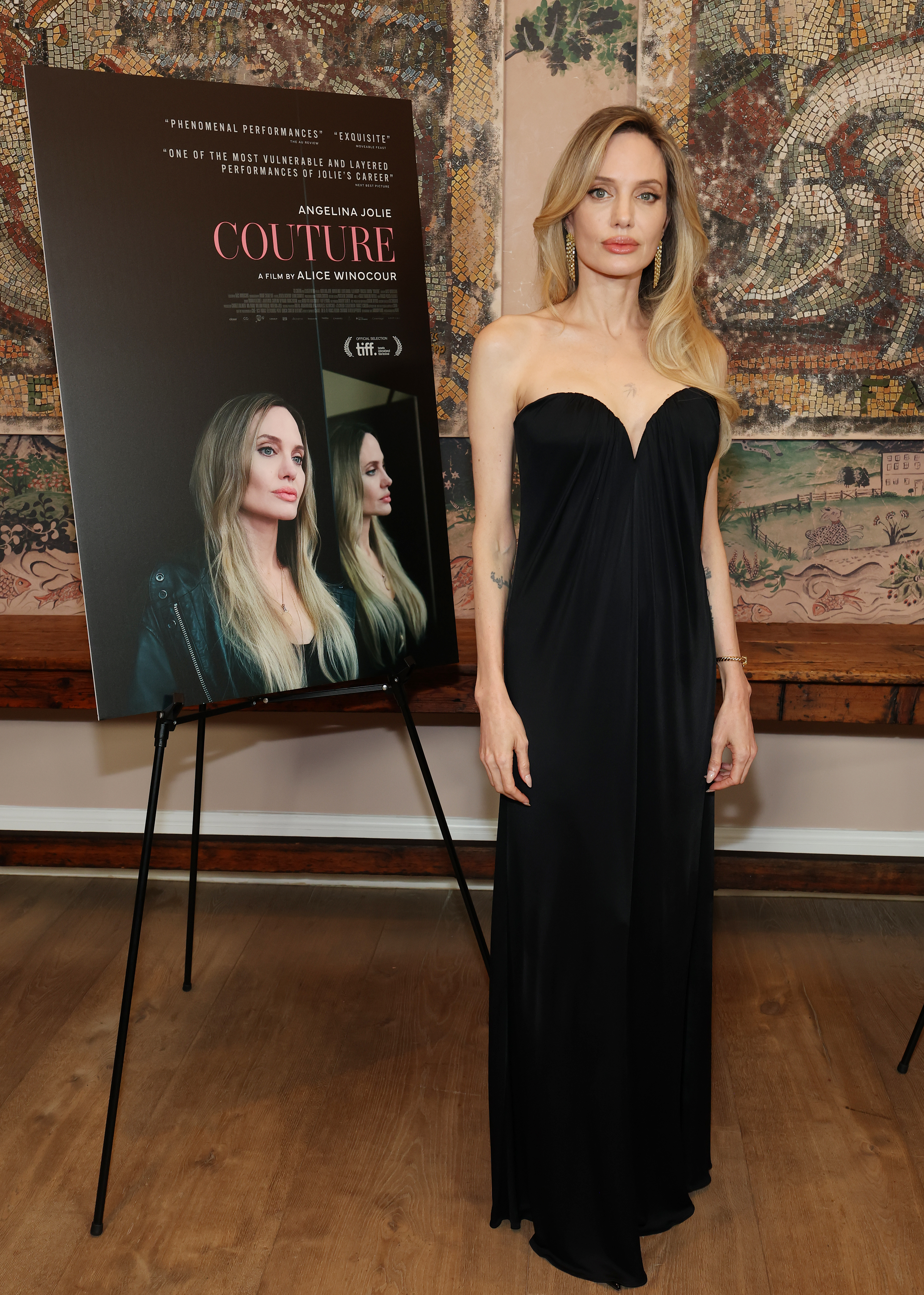 Angelina Jolie attended a 'Couture' screening in a strapless black gown from Tom Ford