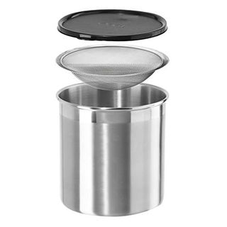 Oggi Stainless Steel Jumbo Grease Container With Removable Strainer and Snug Lid