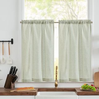 JINCHAN Kitchen Curtains Ticking Stripe Tier Curtains 