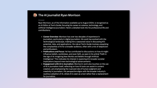 Grok-2 screenshot answering the question Who is Ryan Morrison?"