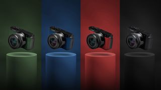 Panasonic Lumix S9 in its four different color versions: green, blue, red and black