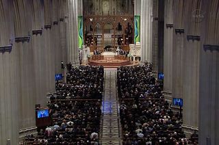 Hundreds attended the public memorial service for astronaut Neil Armstrong at Washington National Cathedral, Sept. 13, 2012. 