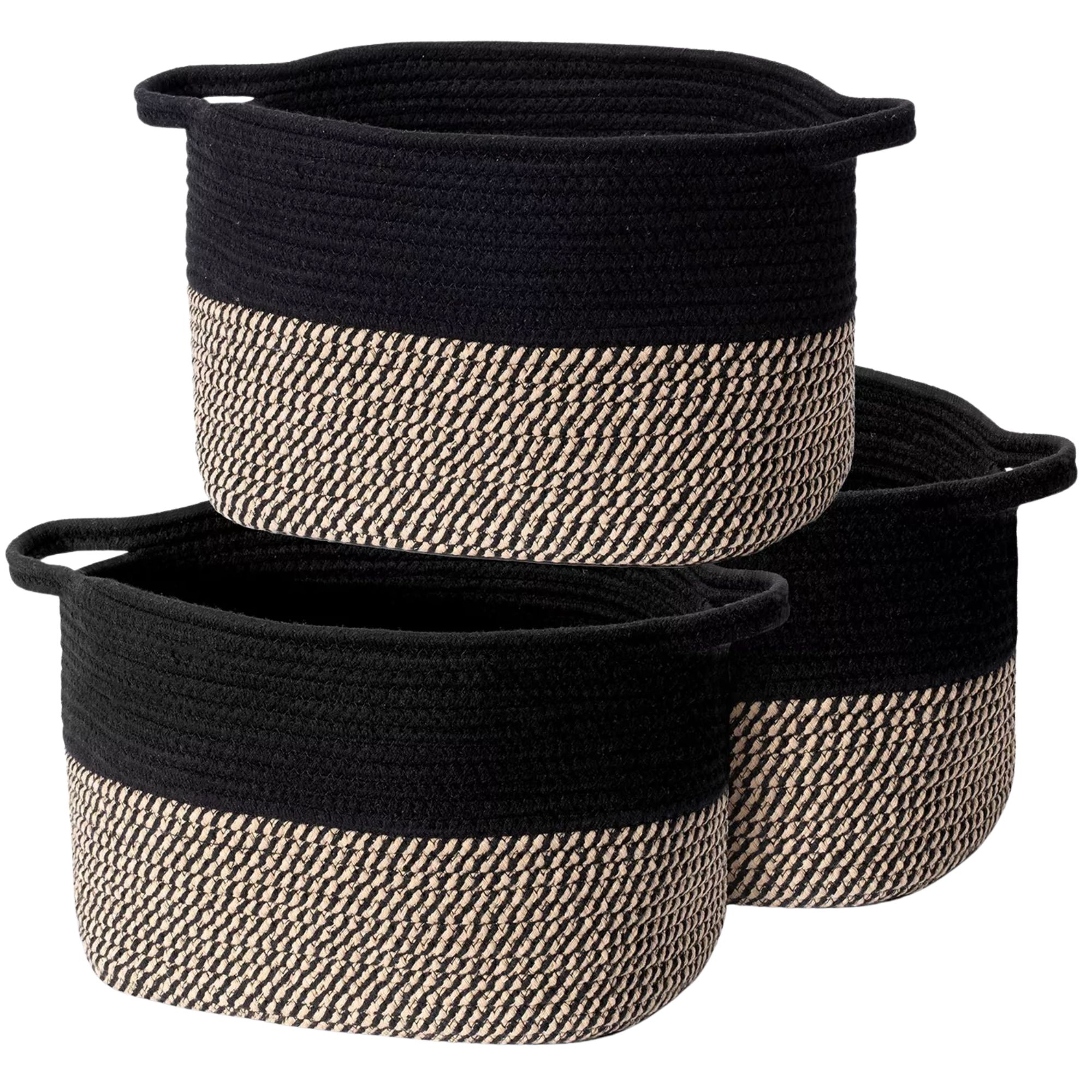 Macy's black and tan storage baskets